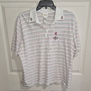Vintage Napa Golf By Napa Valley Striped Polo Shirt with Embroidered Details-XL